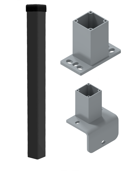Pfosten zum Einbetonieren 60 x 60 mm-RAL 9005-250 cm